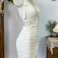 Stunning Homecoming Dress Halter Rinestone Pleated Backless Back to School Outfits Party Dress  D6591