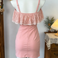 Sweet Homecoming Dress Spaghetti Strap Lace Back to School Outfits Party Dress  D6590