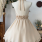 Charming Homecoming Dress Halter Flower Pleated Back to School Outfits Party Dress  D6597