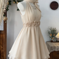 Charming Homecoming Dress Halter Flower Pleated Back to School Outfits Party Dress  D6597