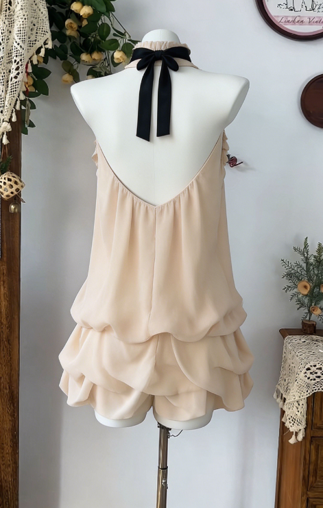 Pretty Homecoming Dress High Collar Cascade Back to School Outfits Party Dress  D6599