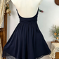 Elegant Homecoming Dress Halter Pleated Flower LaceBack to School Outfits Party Dress  D6588