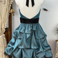 Elegant Homecoming Dress Halter Bowknot Cascade Lace Back to School Outfits Party Dress  D6589