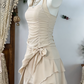 Pretty Homecoming Dress Halter Bowknot Pleated Back to School Outfits Party Dress  D6605