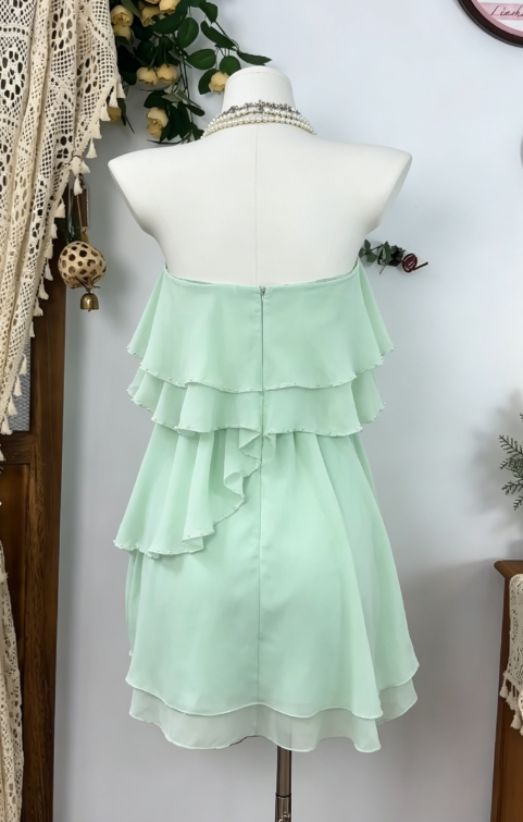 Pretty Homecoming Dress Strapless Cascade Back to School Outfits Party Dress  D6609