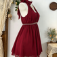 Pretty Homecoming Dress Halter Rinestone Pleated Back to School Outfits Party Dress  D6607