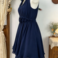 Pretty Homecoming Dress Halter Flower Pleated Back to School Outfits Party Dress  D6606