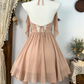 Pretty Homecoming Dress Halter Flower Pleated Back to School Outfits Party Dress  D6606
