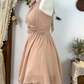 Pretty Homecoming Dress Halter Flower Pleated Back to School Outfits Party Dress  D6606