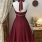 Pretty Homecoming Dress Halter Pleated Rinestone Back to School Outfits Party Dress  D6610