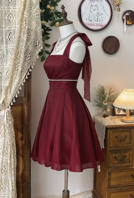 Pretty Homecoming Dress Halter Pleated Rinestone Back to School Outfits Party Dress  D6610