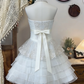 Chic Homecoming Dress Strapless Lace Cascade Bowknot Back to School Outfits Party Dress  D6619