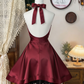Chic Homecoming Dress Halter Lace Pleated Backless Back to School Outfits Party Dress  D6617