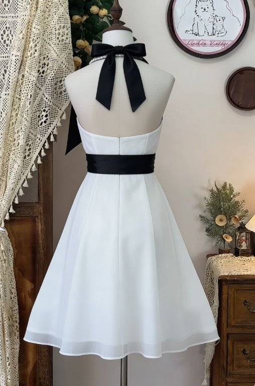 Chic Homecoming Dress V Neck Bowknot Back to School Outfits Party Dress  D6616