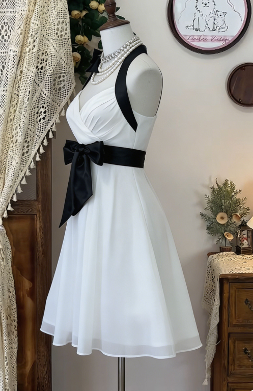 Chic Homecoming Dress V Neck Bowknot Back to School Outfits Party Dress  D6616