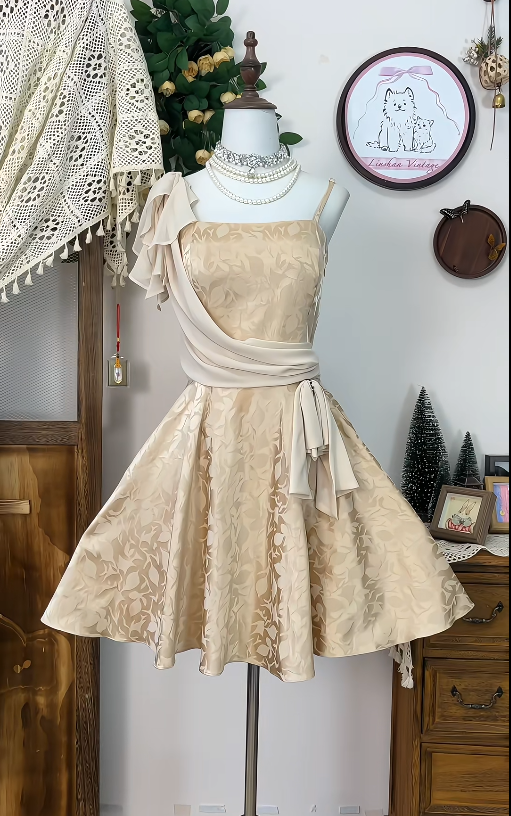 Chic Homecoming Dress Spaghetti Strap Stole Back to School Outfits Party Dress  D6625