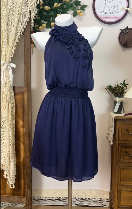 Beauty Homecoming Dress Halter Flower Back to School Outfits Party Dress  D6643