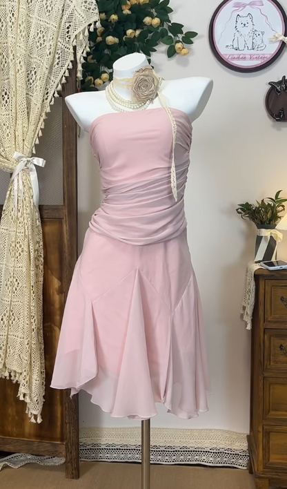 Beauty Homecoming Dress Strapless Pleated Back to School Outfits Party Dress  D6639