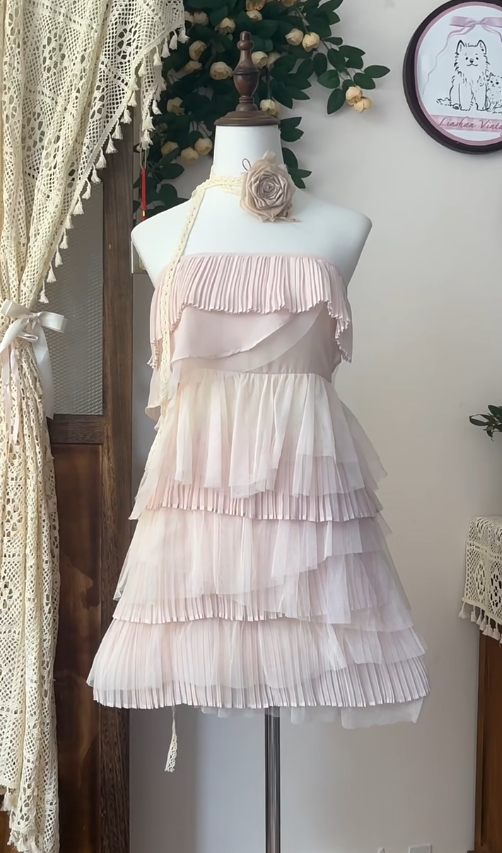 Cute Homecoming Dress Strapless Cascade Back to School Outfits Party Dress  D6644