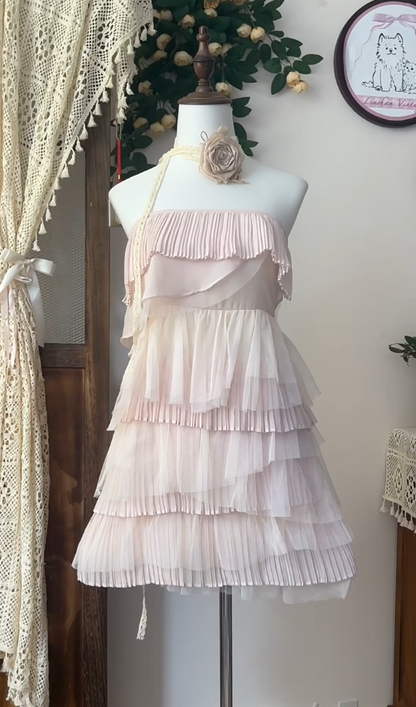 Cute Homecoming Dress Strapless Cascade Back to School Outfits Party Dress  D6644