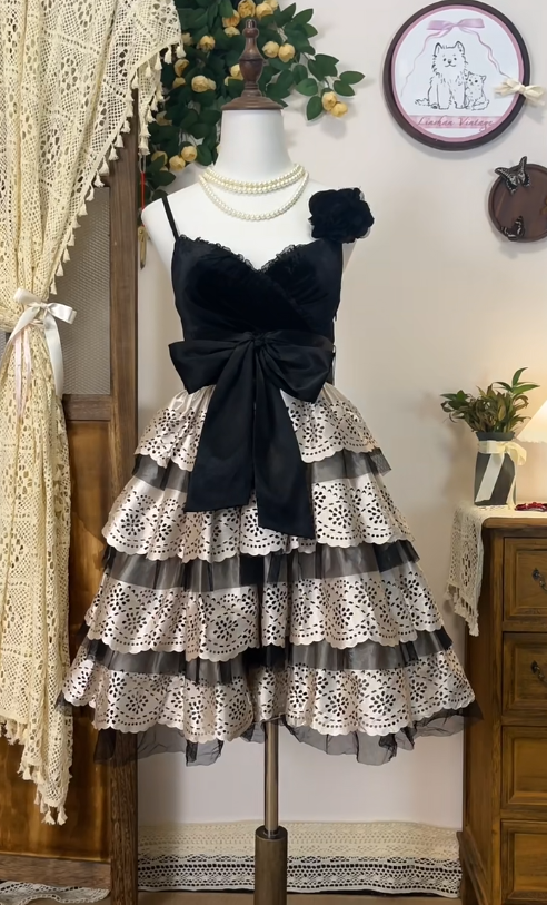 Charming Homecoming Dress Spaghetti Strap Cascade Bowknot Flower Back to School Outfits Party Dress  D6645