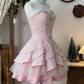 Chic Homecoming Dress Sweetheart Rinestone Cascade Back to School Outfits Party Dress  D6628