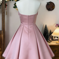 Chic Homecoming Dress Strapless Pleated Back to School Outfits Party Dress  D6626