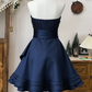 Chic Homecoming Dress Strapless Pleated Back to School Outfits Party Dress  D6629