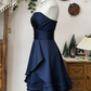 Chic Homecoming Dress Strapless Pleated Back to School Outfits Party Dress  D6629