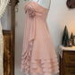 Sweet Homecoming Dress Spaghetti Strap Flower Cascade Back to School Outfits Party Dress  D6630