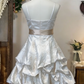 Sweet Homecoming Dress Spaghetti Strap Flower Cascade Back to School Outfits Party Dress  D6632