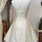 Sweet Homecoming Dress Halter Flower Sequins Back to School Outfits Party Dress  D6634
