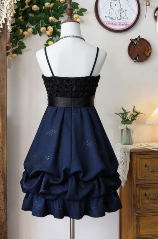 Beauty Homecoming Dress Spaghetti Strap Bowknot Flower Cascade Back to School Outfits Party Dress  D6638