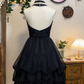 Simple Homecoming Dress Halter Pearl Back to School Outfits Party Dress  D6635