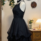 Simple Homecoming Dress Halter Pearl Back to School Outfits Party Dress  D6635