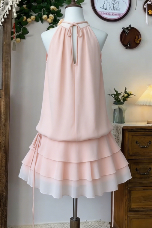 Beauty Homecoming Dress High Collar Cascade Back to School Outfits Party Dress  D6642