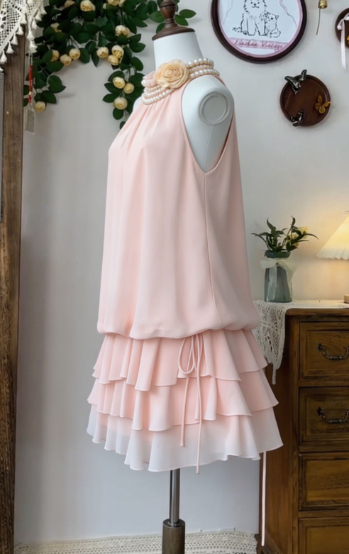 Beauty Homecoming Dress High Collar Cascade Back to School Outfits Party Dress  D6642