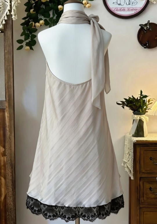 Charming Homecoming Dress Halter Lace Back to School Outfits Party Dress  D6647