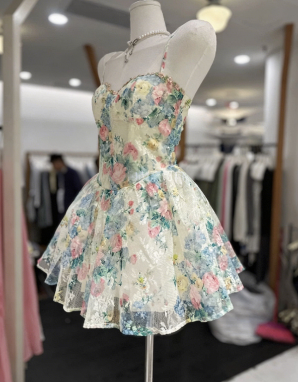 Charming Homecoming Dress Spaghetti Strap Back to School Outfits Party Dress  D6648