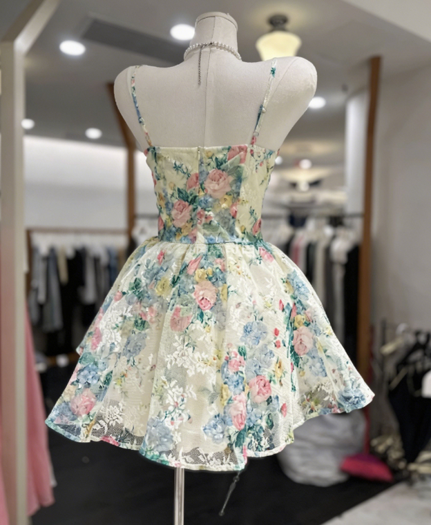 Charming Homecoming Dress Spaghetti Strap Back to School Outfits Party Dress  D6648
