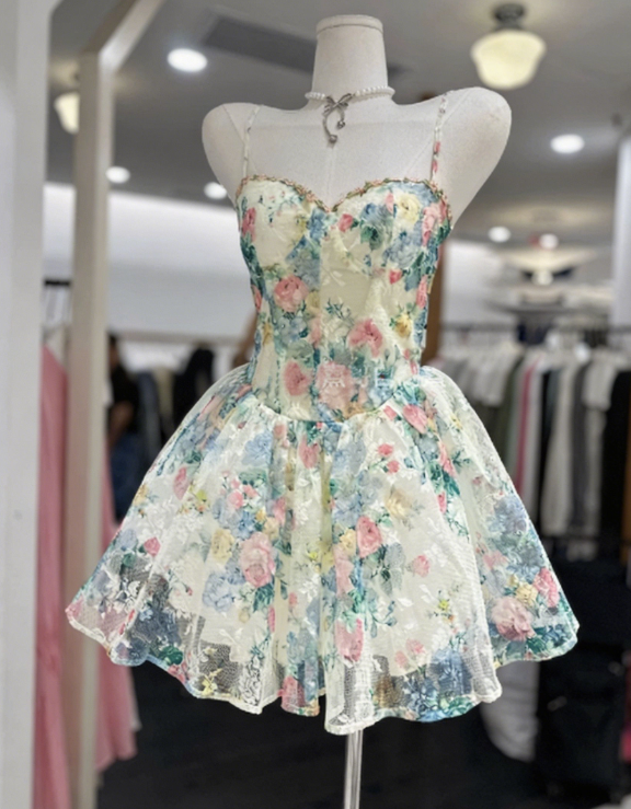 Charming Homecoming Dress Spaghetti Strap Back to School Outfits Party Dress  D6648