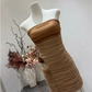 Charming Homecoming Dress Strapless Flower Shirred Back to School Outfits Party Dress  D6650