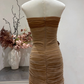 Charming Homecoming Dress Strapless Flower Shirred Back to School Outfits Party Dress  D6650