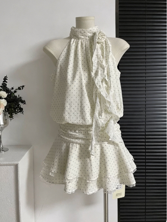 Charming Homecoming Dress High Collar Flower Back to School Outfits Party Dress D6653