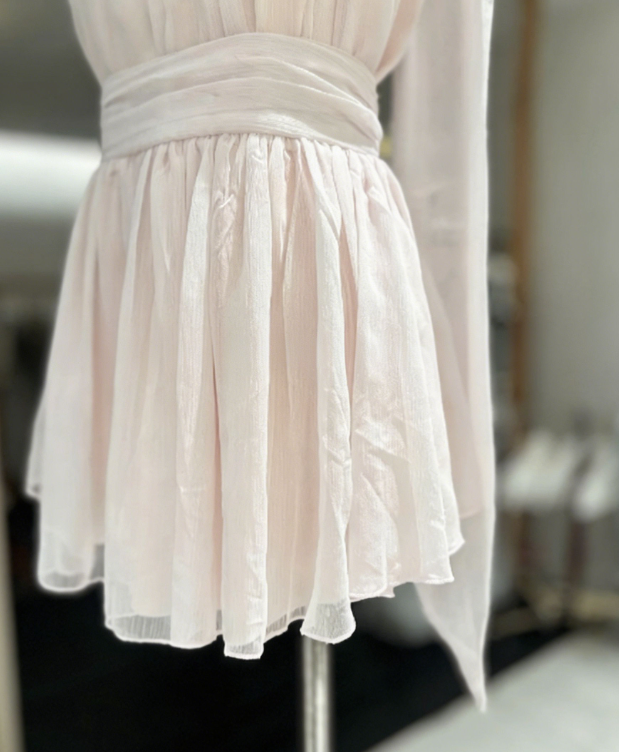 New Homecoming Dress High Collar Pleated Back to School Outfits Party Dress D6785