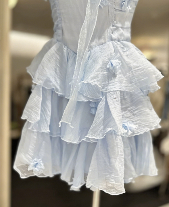 New Homecoming Dress Strapless Cascade Back to School Outfits Party Dress D6784