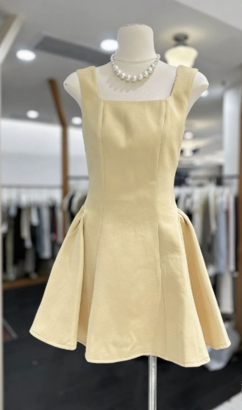 New Homecoming Dress Square Pleated Back to School Outfits Party Dress D6783