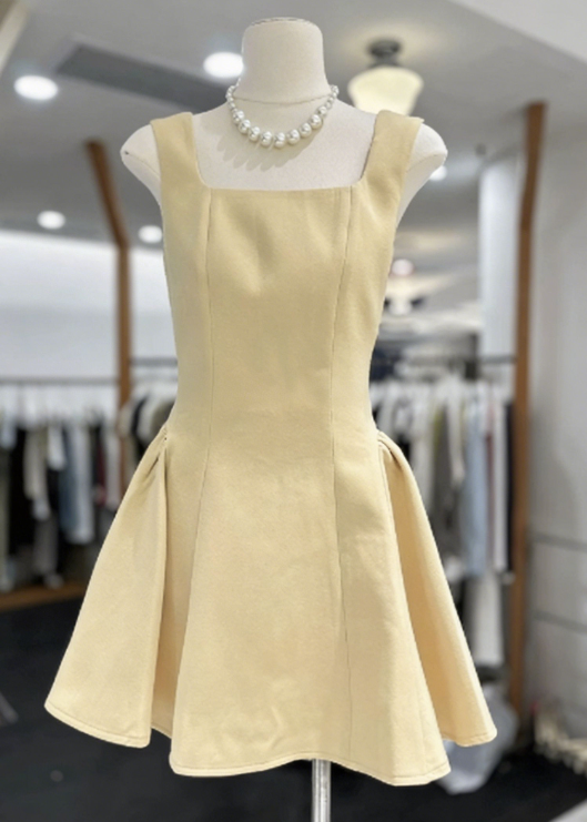 New Homecoming Dress Square Pleated Back to School Outfits Party Dress D6783