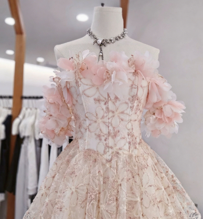 New Homecoming Dress Off the Shoulder Flower Lace Back to School Outfts Party Dress D6781