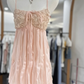 New Homecoming Dress Spaghetti Strap Flower Pleated Back to School Outfts Party Dress D6778